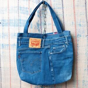 Reworked upcycled tote bag / shoulder bag